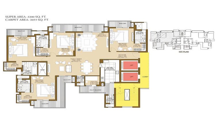 4 BHK 3200 Sq. Ft. Apartment in ATS Picturesque Reprieves Phase 2