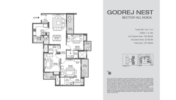 3 BHK 1130 Sq. Ft. Apartment in Godrej Nest