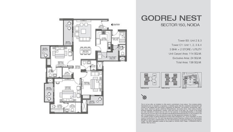 3 BHK 1227 Sq. Ft. Apartment in Godrej Nest