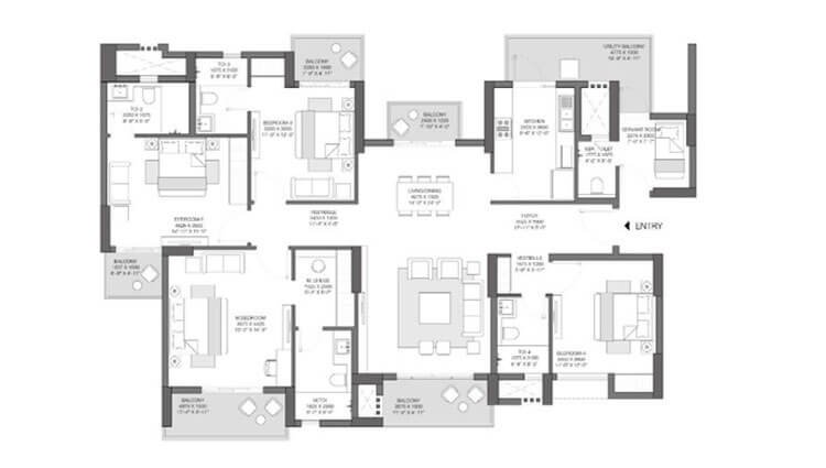 4 BHK 1614 Sq. Ft. Apartment in Godrej Solitaire