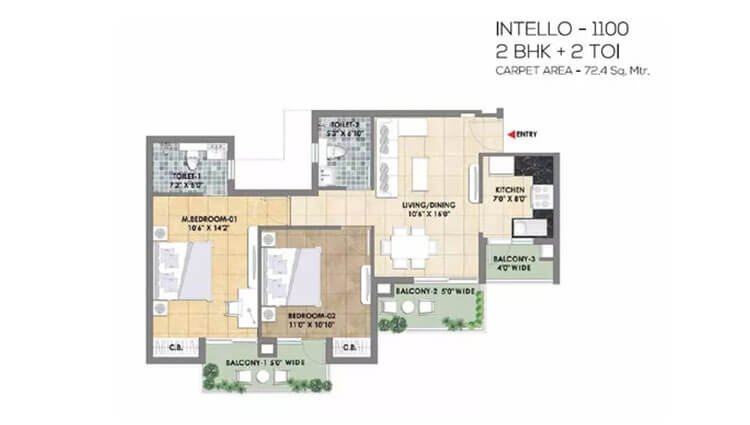 2 BHK 1100 Sq. Ft. Apartment in Tata Destination 150