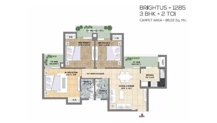 3 BHK 1285 Sq. Ft. Apartment in Tata Destination 150