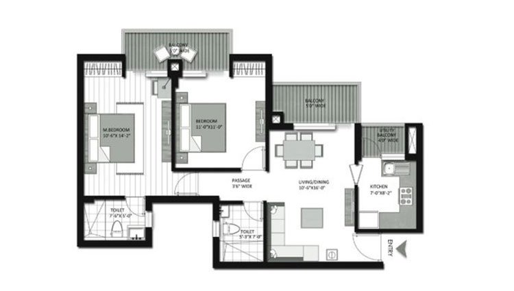 2 BHK 637 Sq. Ft. Apartment in Tata Eureka Park
