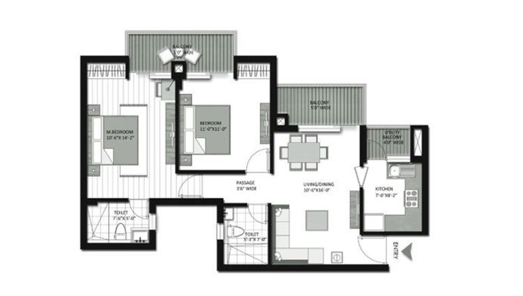 2 BHK 648 Sq. Ft. Apartment in Tata Eureka Park